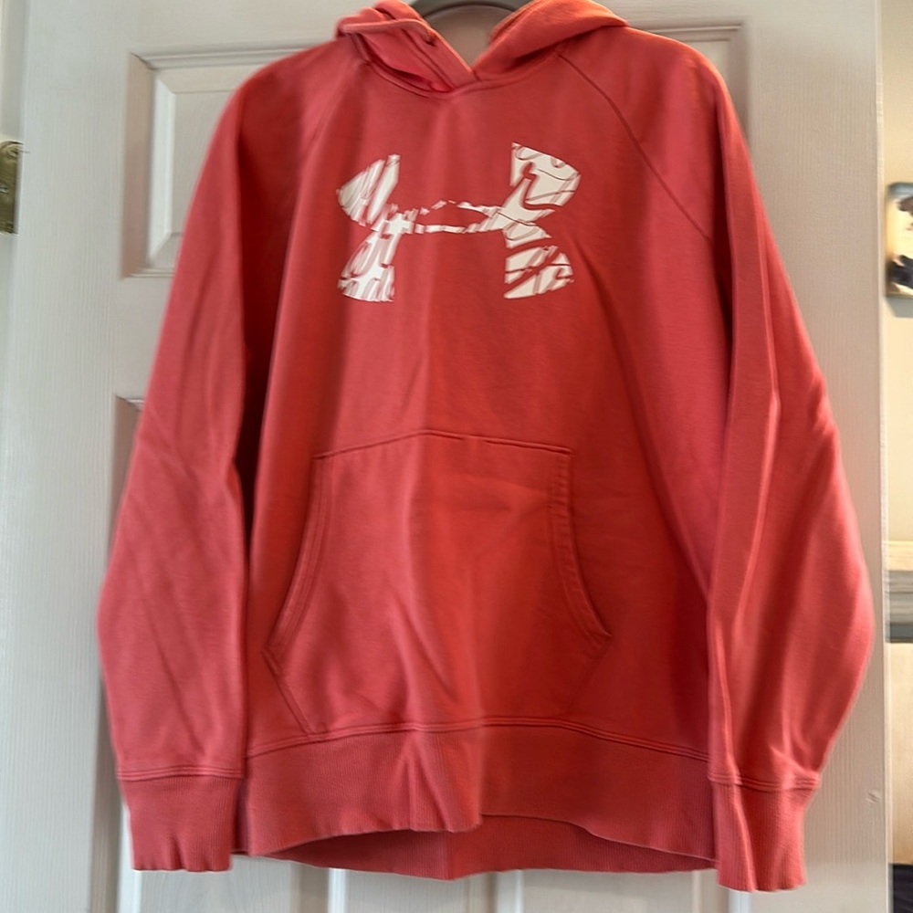 Under armor. Coral color hooded sweatshirt